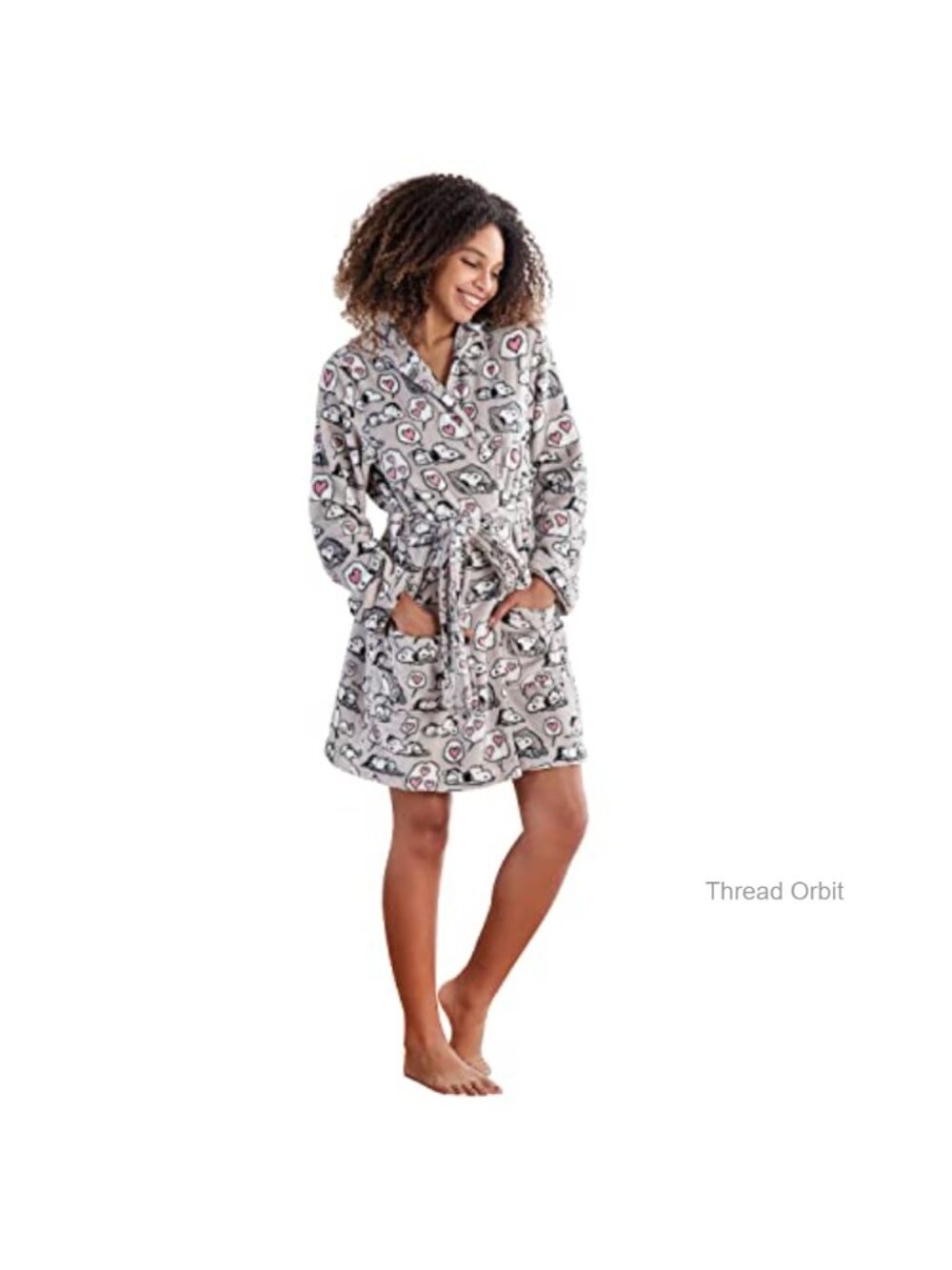 Snoopy Hooded Robe VelvetLoft Soft Lightweight Plush Lounge Bathrobe with